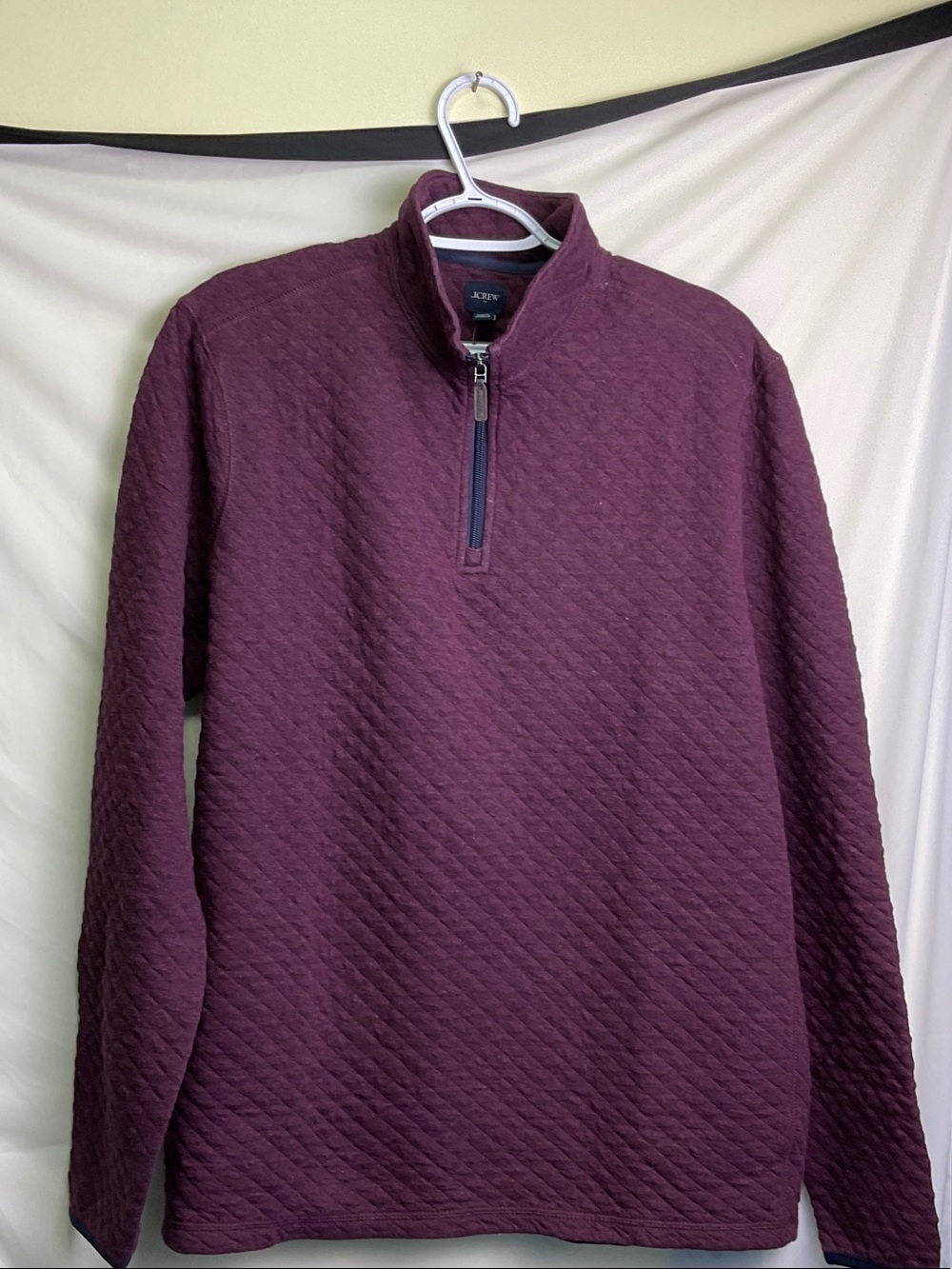 J. Crew Men's Quilted Turtleneck Half-Zip Sweater - Plum